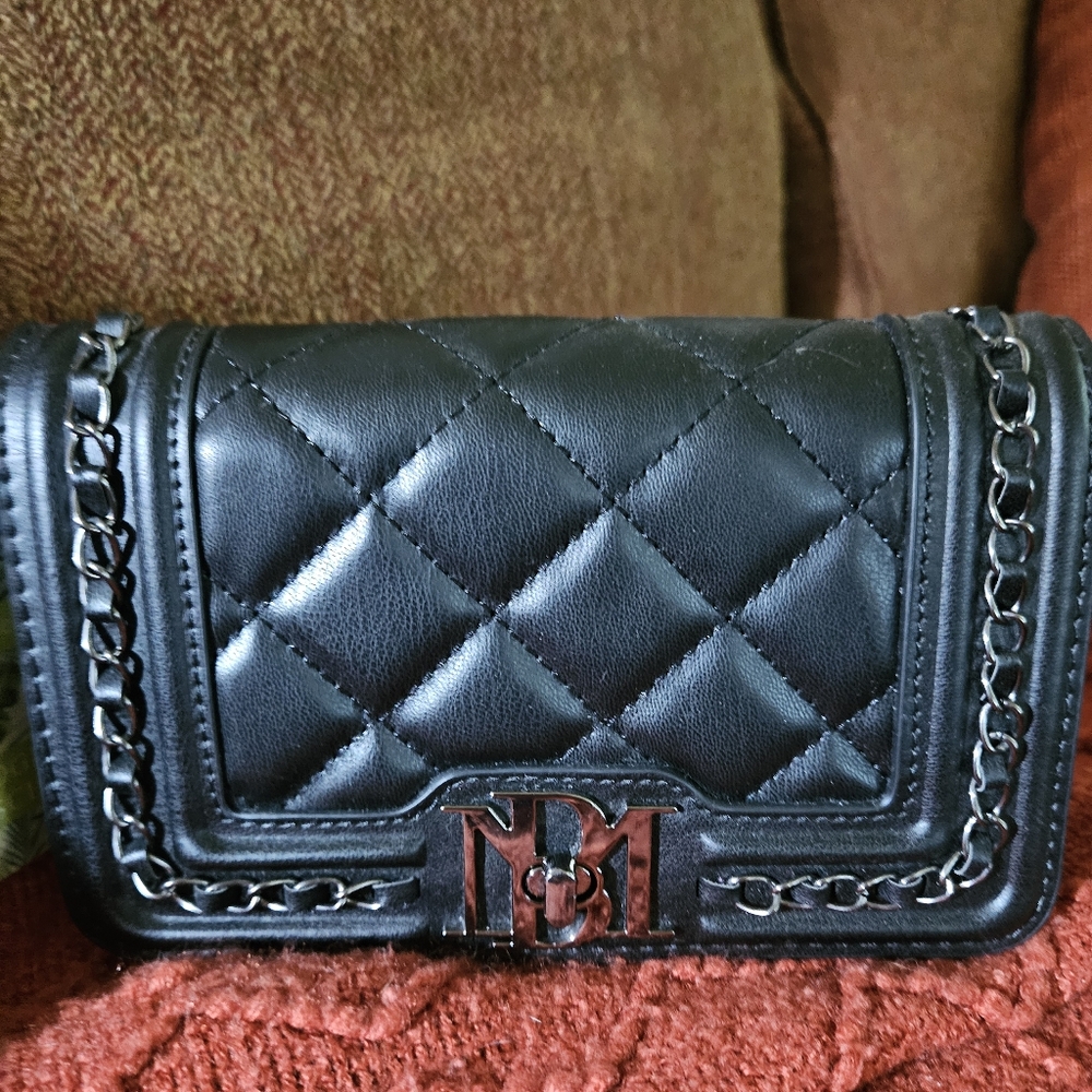 Badgley Miscka Black Quilted Leather Chain Bag Crosssbody
